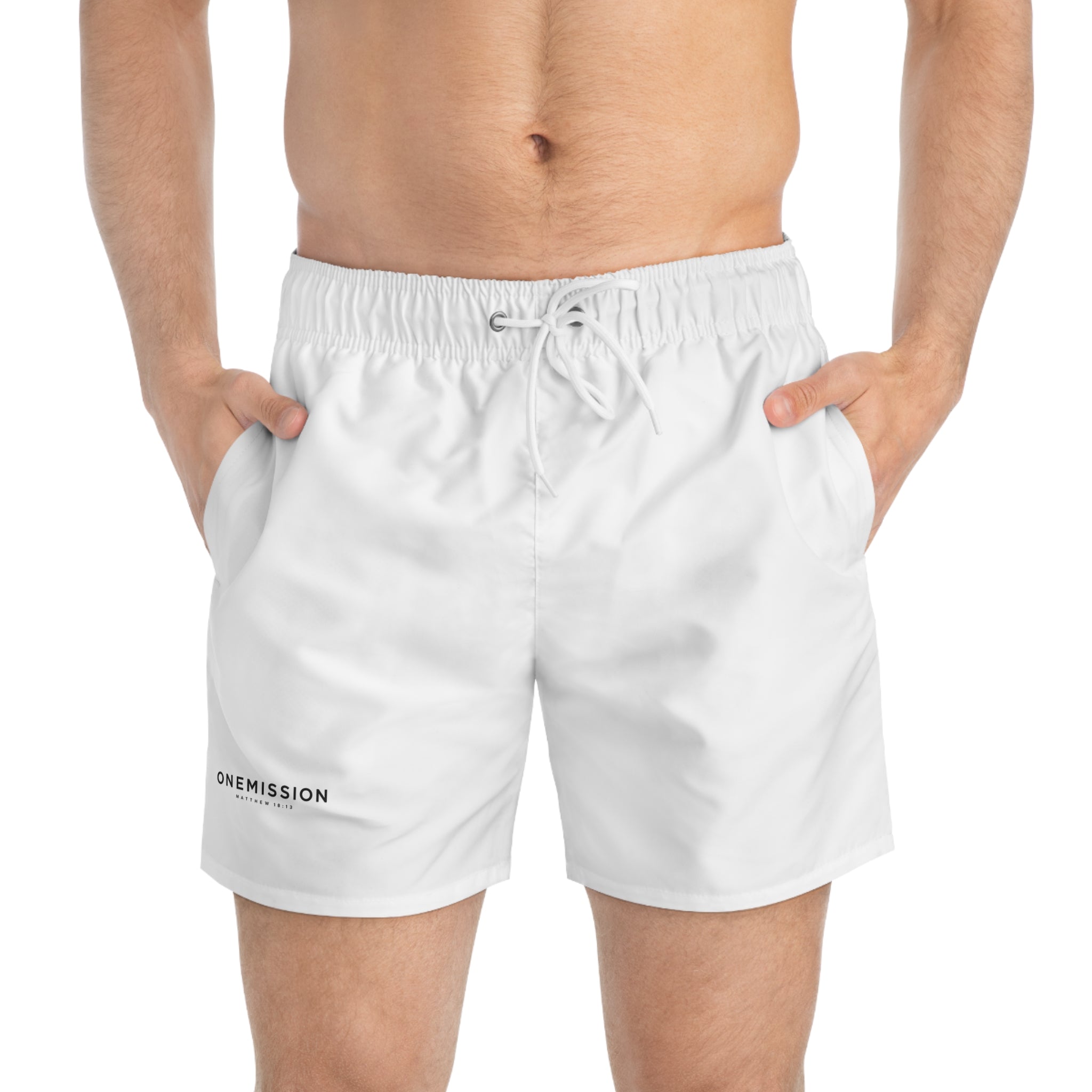 Swim Trunks — Minimal 'ONEMISSION' Logo Swim Shorts