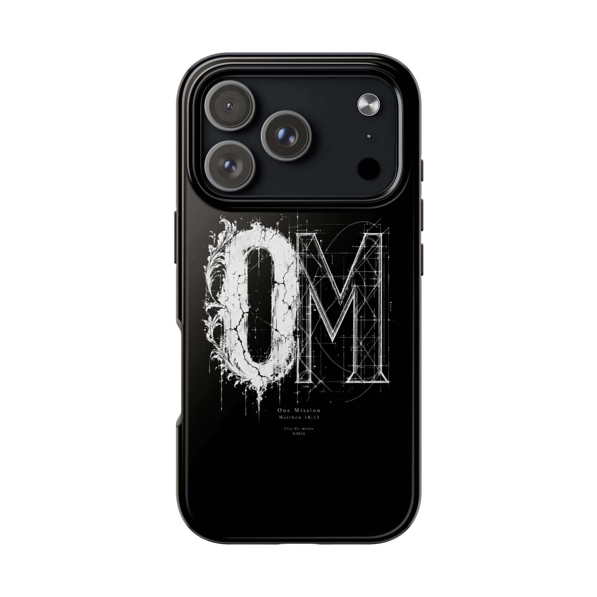 Tough Phone Case — Minimal Botanical OM Monogram Protective Cover