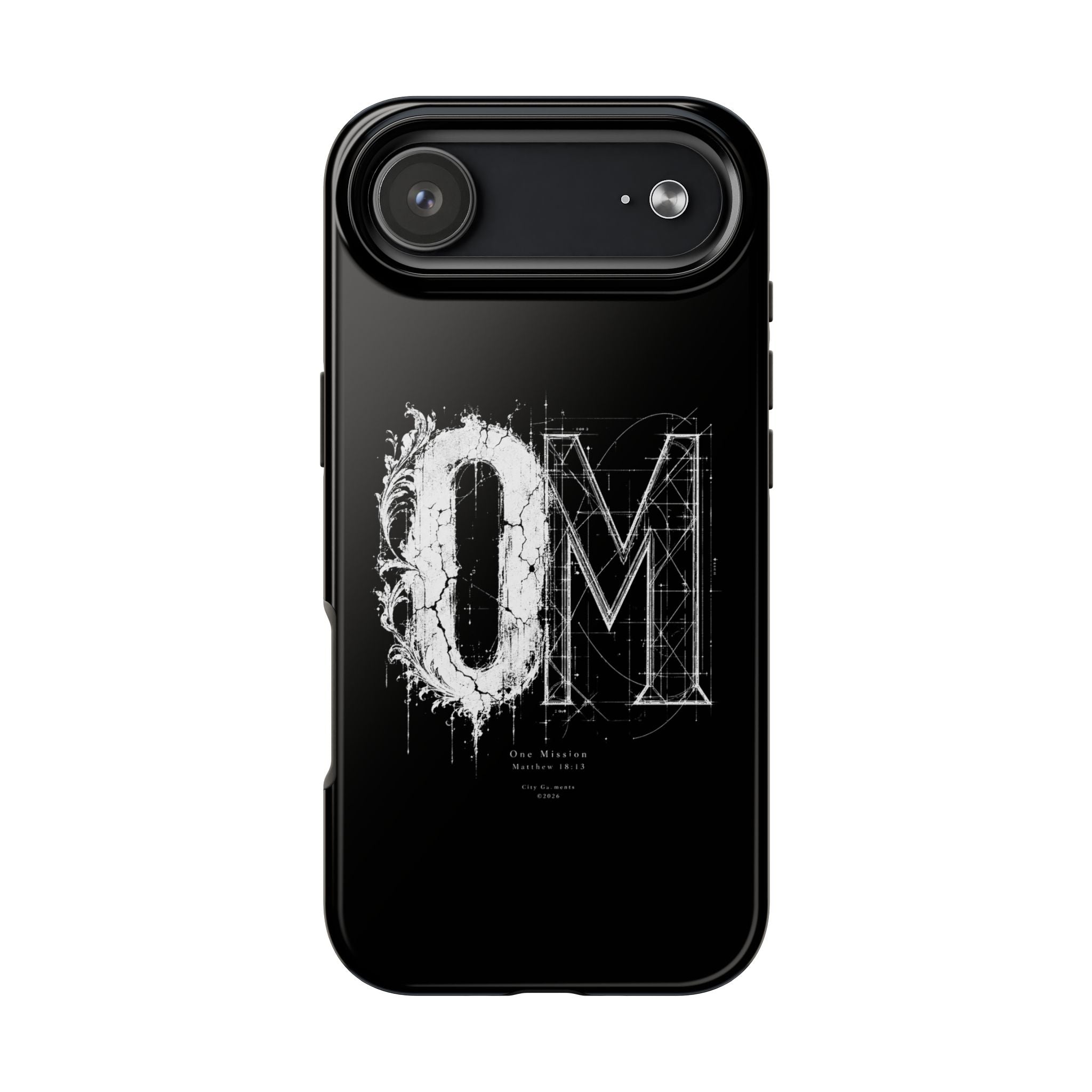 Tough Phone Case — Minimal Botanical OM Monogram Protective Cover