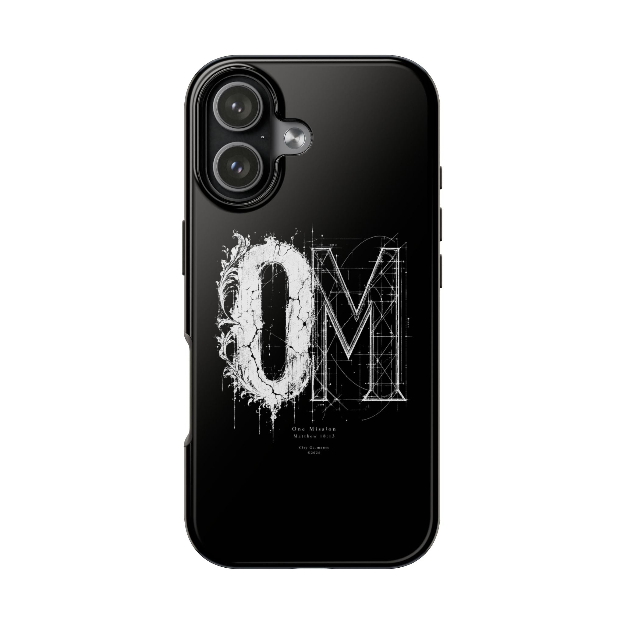 Tough Phone Case — Minimal Botanical OM Monogram Protective Cover