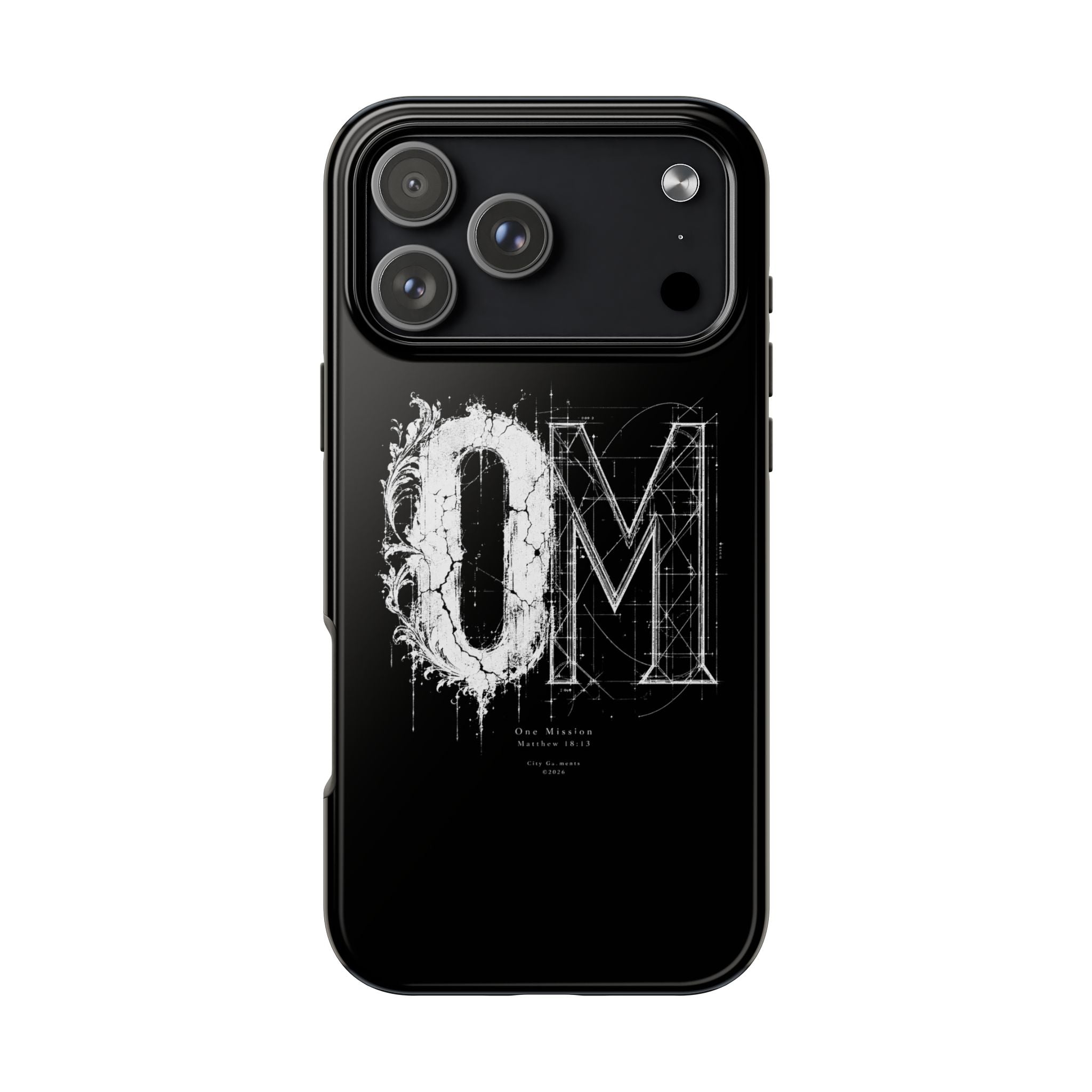 Tough Phone Case — Minimal Botanical OM Monogram Protective Cover