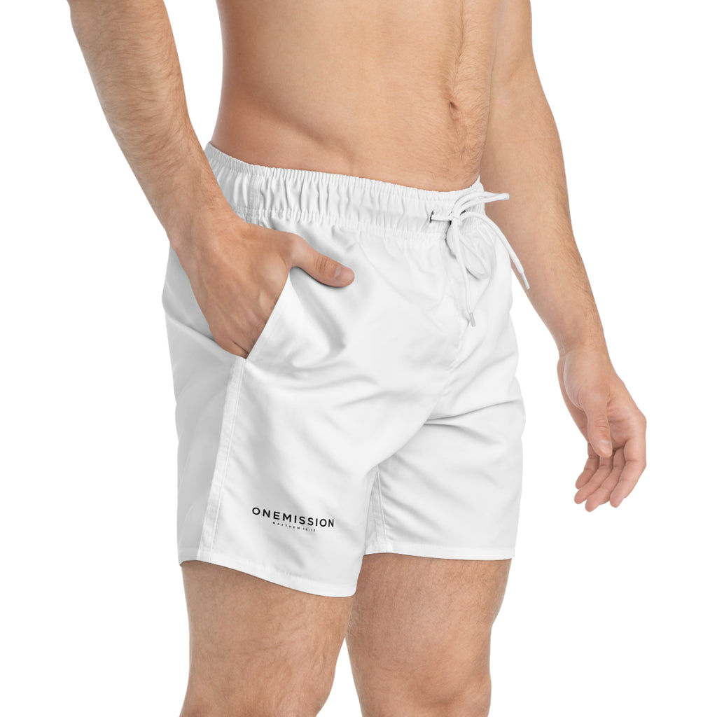 Swim Trunks — Minimal 'ONEMISSION' Logo Swim Shorts