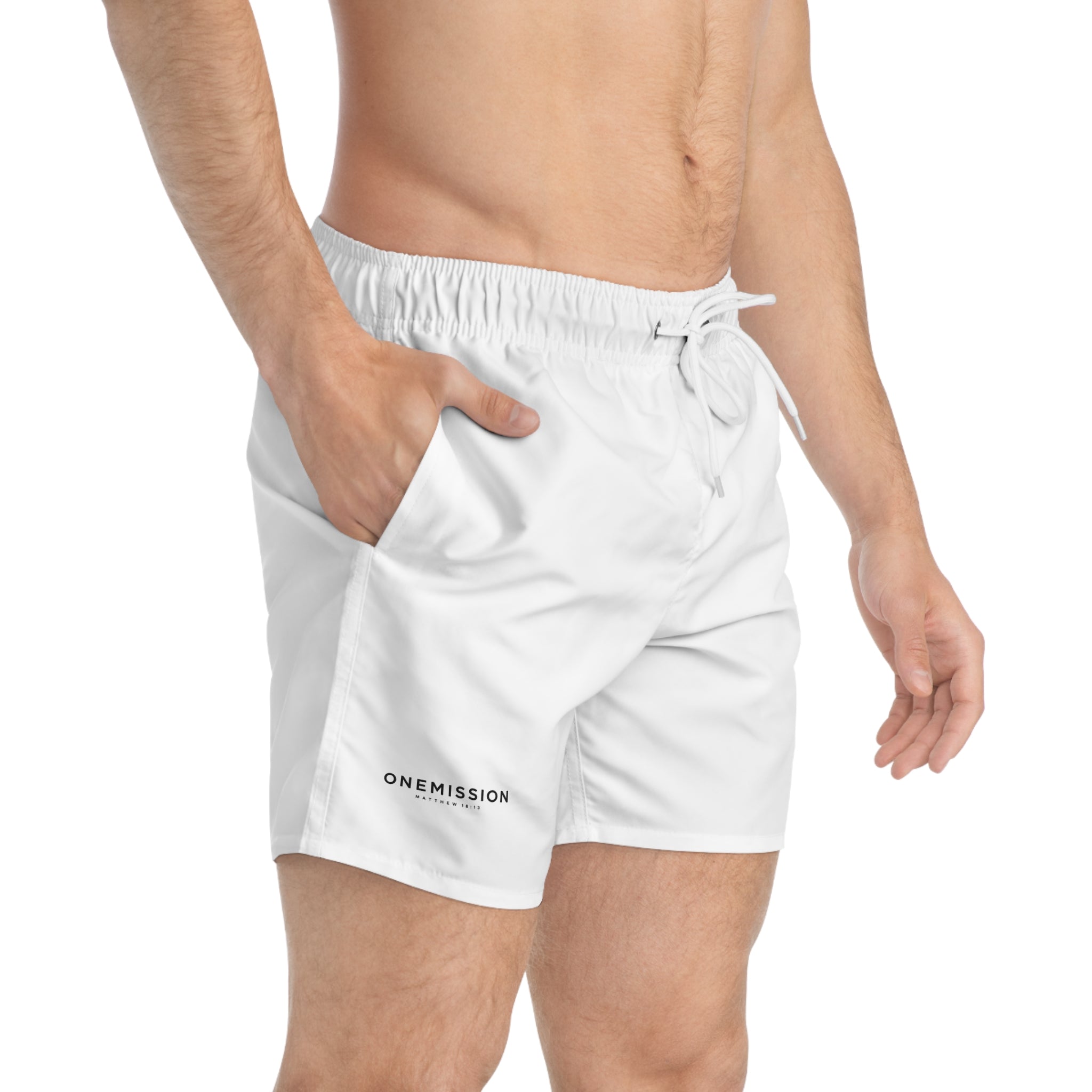 Swim Trunks — Minimal 'ONEMISSION' Logo Swim Shorts