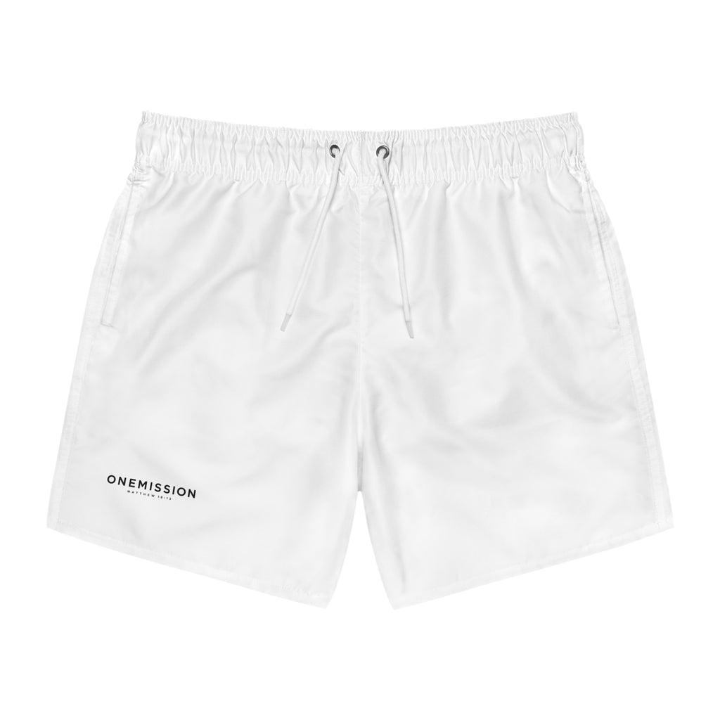 Swim Trunks — Minimal 'ONEMISSION' Logo Swim Shorts